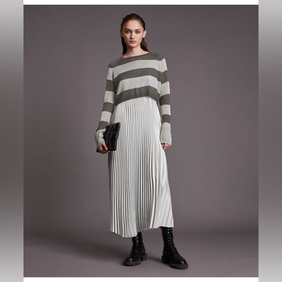 NWT Allsaints Jaclyn Shine Two In One Slip Dress - Picture 1 of 5